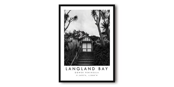 Langland Bay Gower Minimalist Travel Poster Art Print