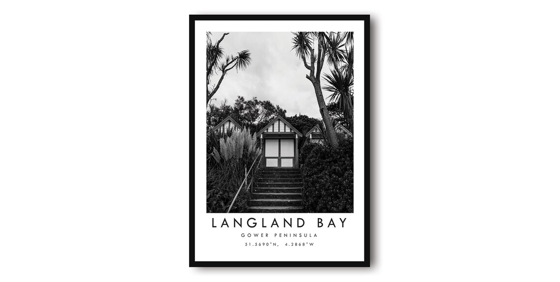 Langland Bay Gower Minimalist Travel Poster Art Print