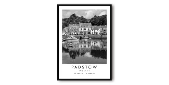 Padstow England Black And White Travel Poster