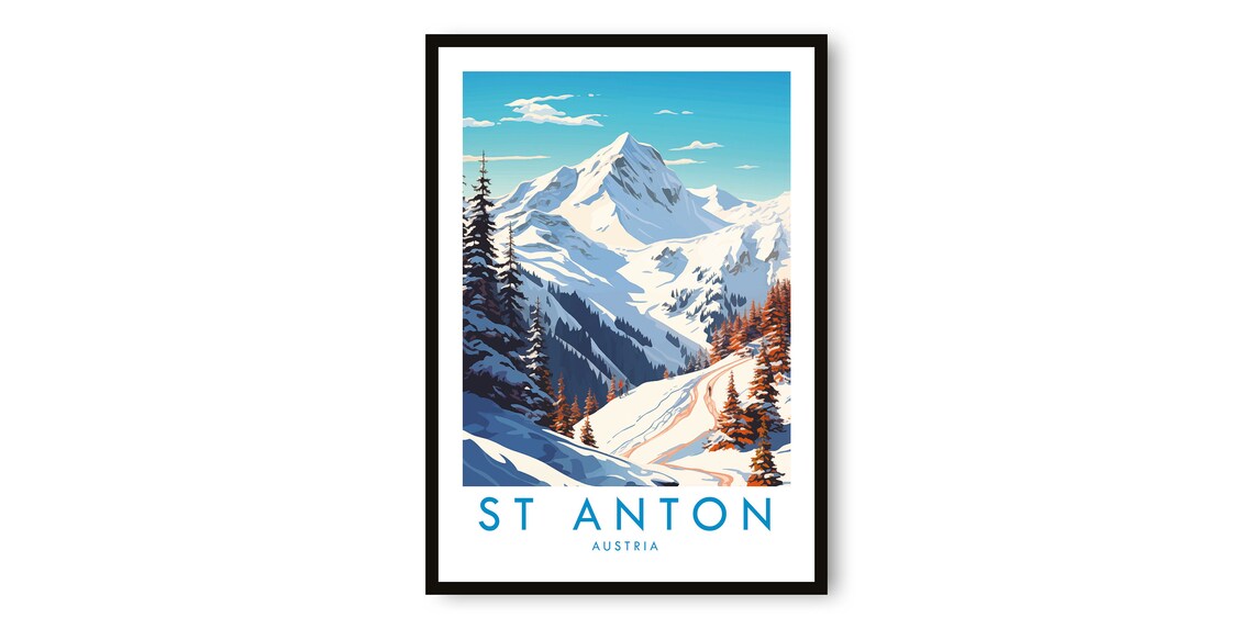 St Anton Travel Poster, Austria Wall Art Print