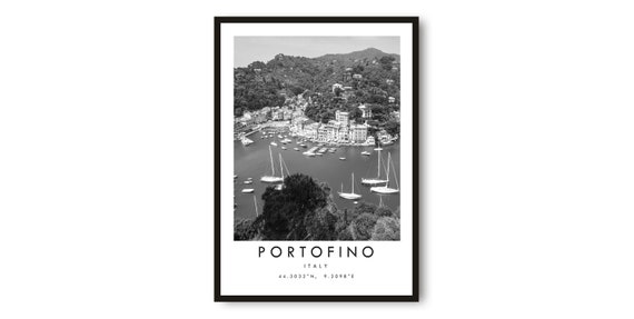 Portofino Travel Poster, Minimalist Italy Art Print