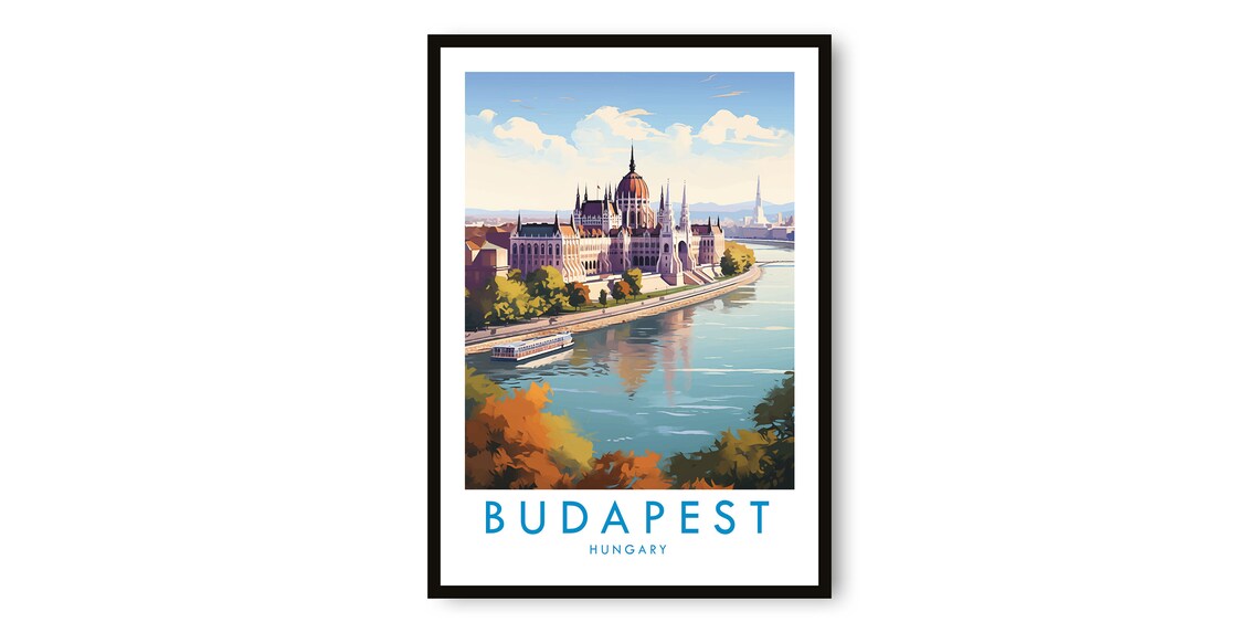 Budapest Hungary Travel Poster, Europe Art Print