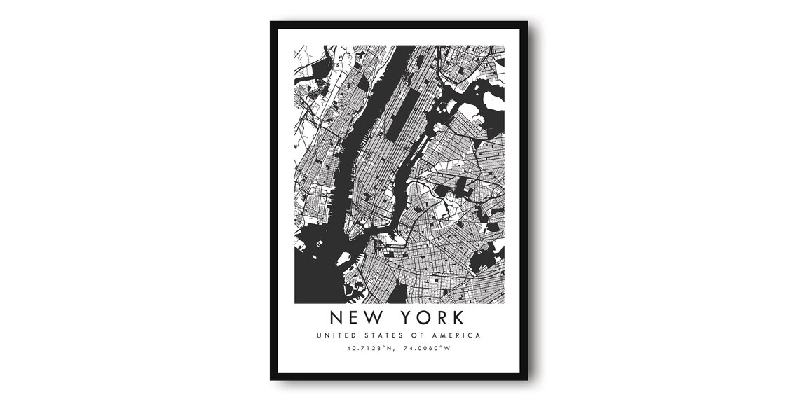 New York Minimalist Map Art Print, NYC Decor
