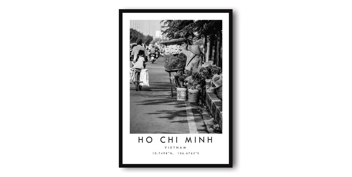 Ho Chi Minh Black and White Travel Poster