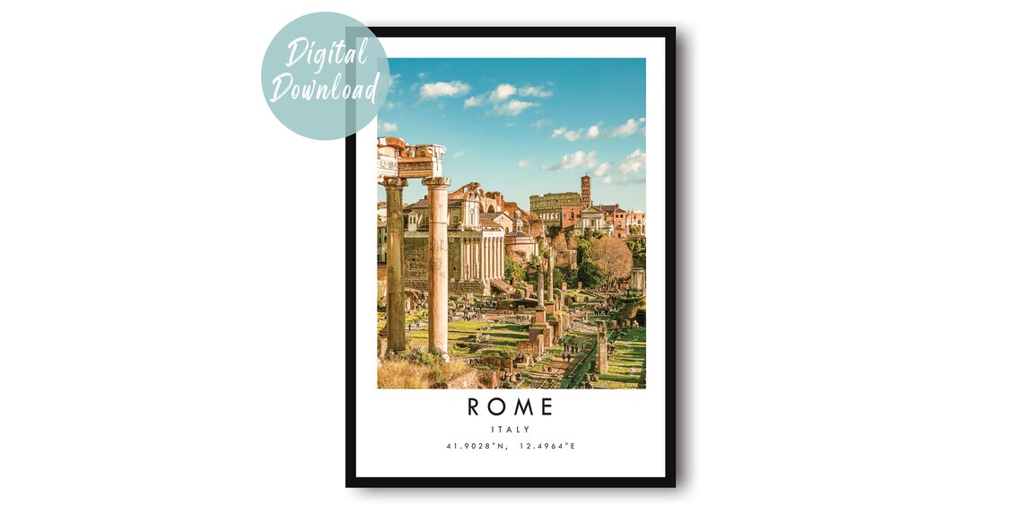 Rome Travel Poster, Italy Travel Wall Art Print Decor