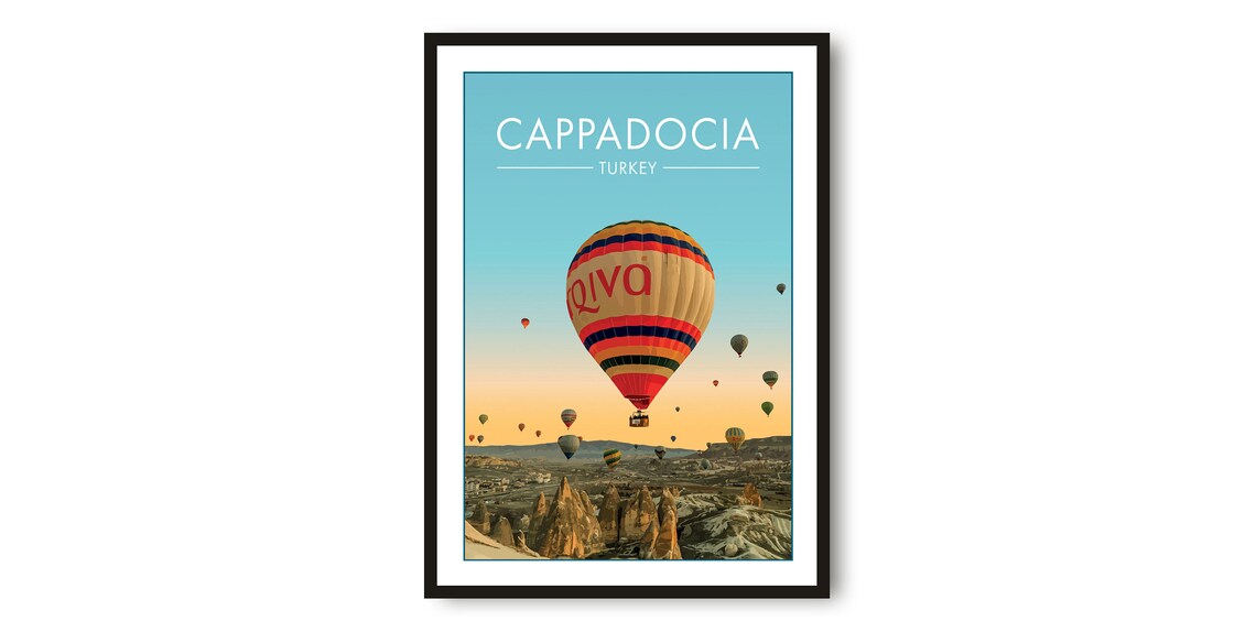 Cappadocia Turkey Hot Air Balloons Over Fairy Chimneys Travel Poster