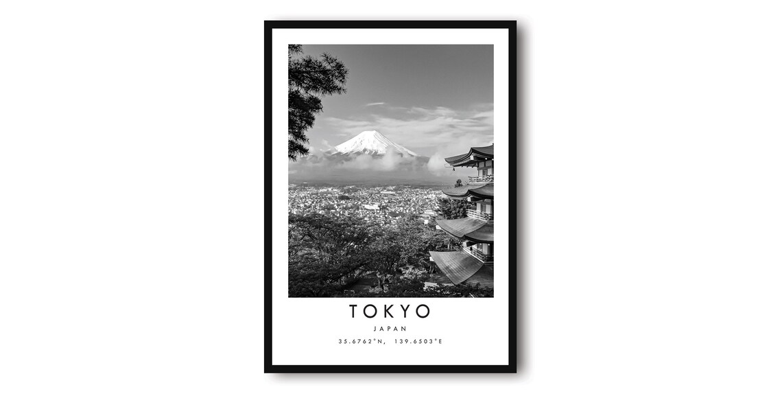 Tokyo Black and White Travel Poster, Minimalist Art Print