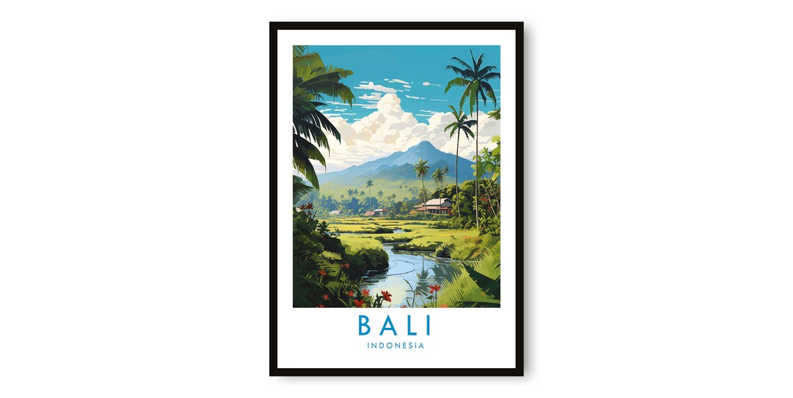 Bali Travel Poster, Indonesia Wall Art Print for Travel Decor