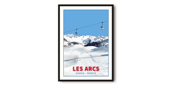 Les Arcs Ski Resort Gondolas Over Snow Vintage Travel Poster France