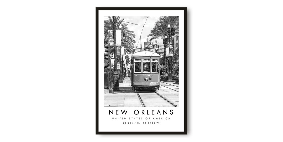 New Orleans Streetcar Minimalist Travel Poster