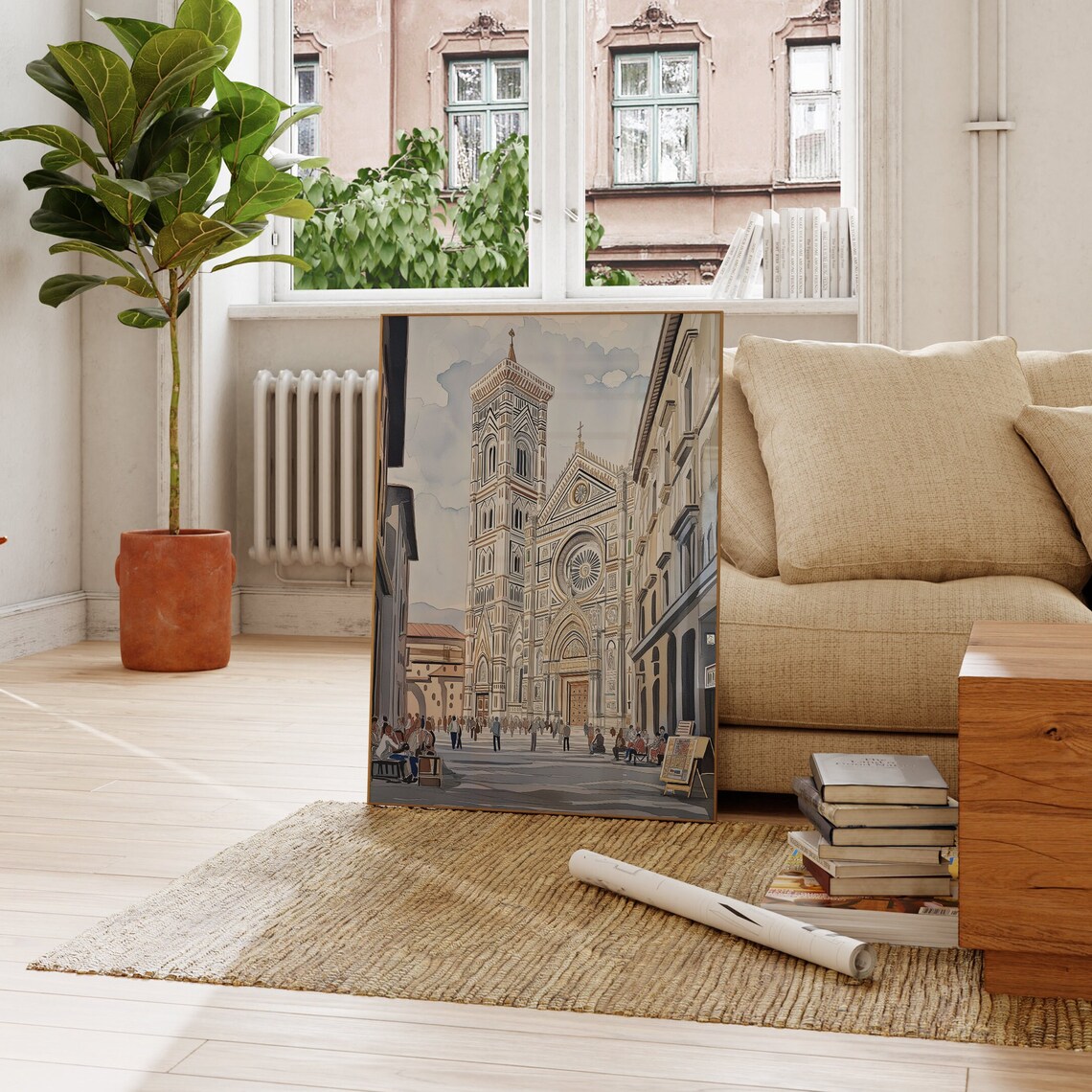 Florence Duomo Watercolor Travel Poster, Toscana Italy - Image 3