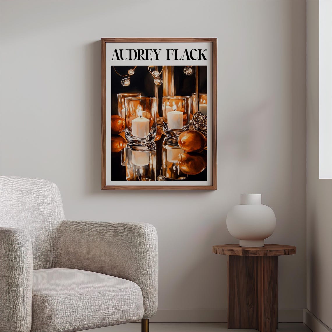 Audrey Flack Inspired Tall Glass Candle Holders Crystal Balls Poster - Image 2