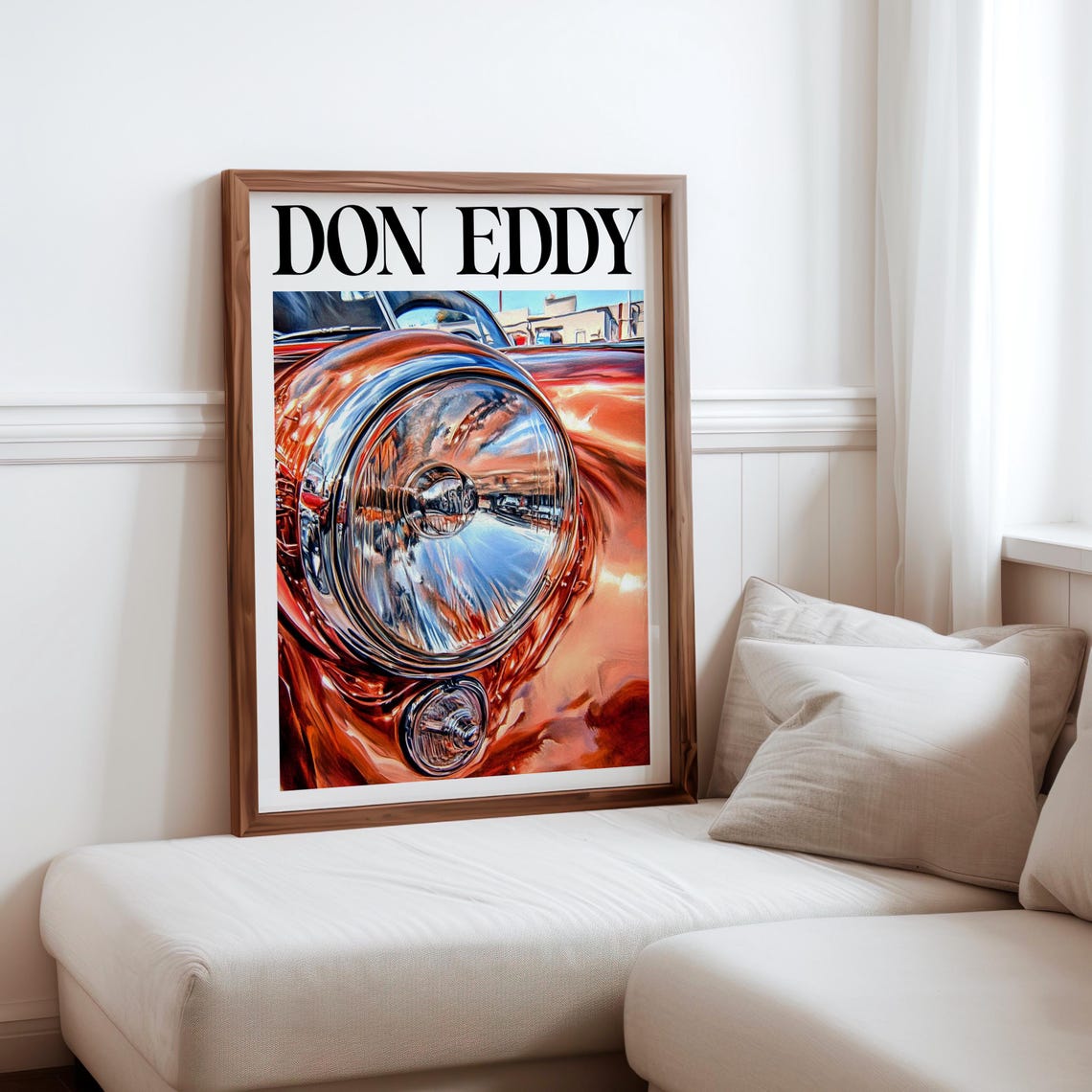 Don Eddy Style Copper Vintage Headlight Macro City Reflection Poster