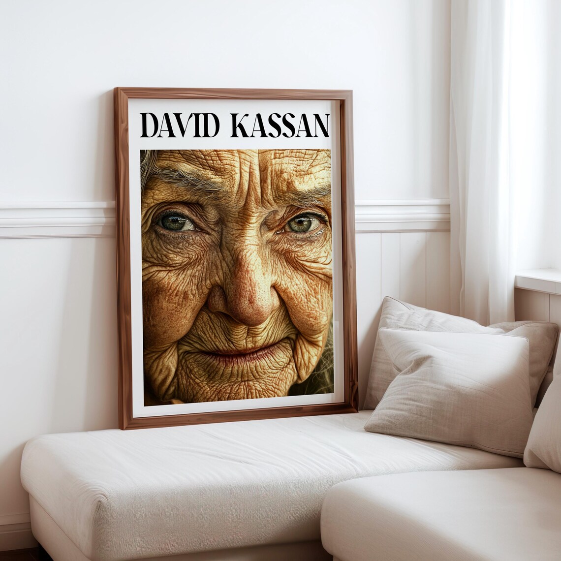 David Kassan Style Wrinkled Elderly Woman Face Photorealism Art Poster