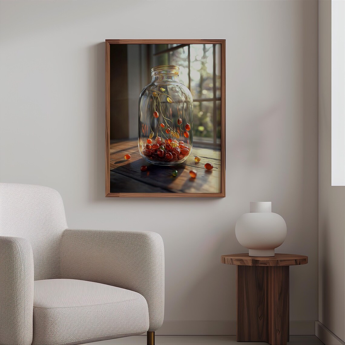 Red Candies Glass Jar Still Life Window Light Photorealism Art Print - Image 2
