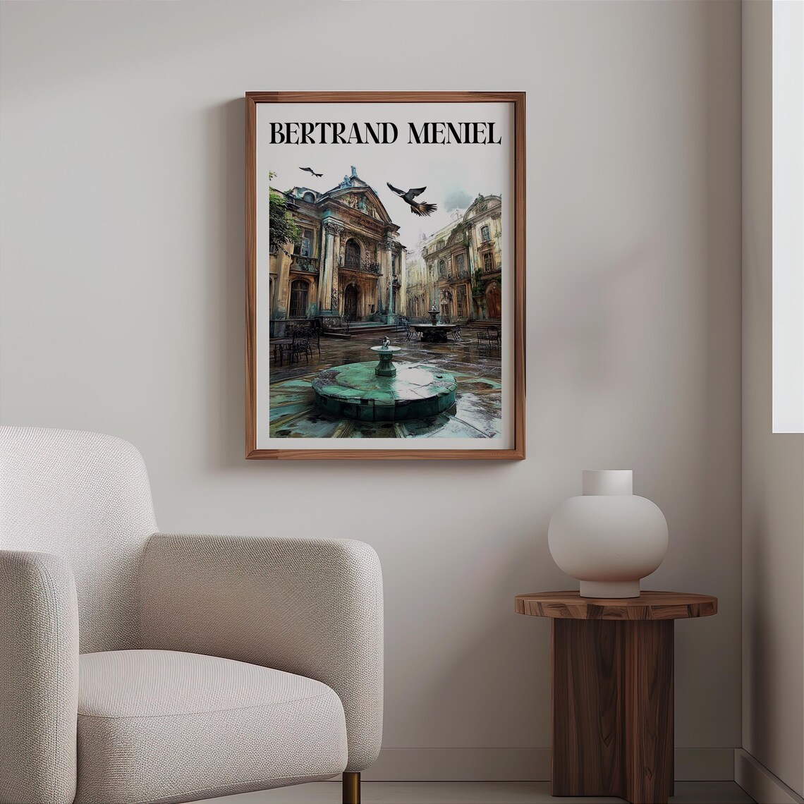 Bertrand Meniel Inspired European Plaza Bronze Fountain Birds Poster - Image 2