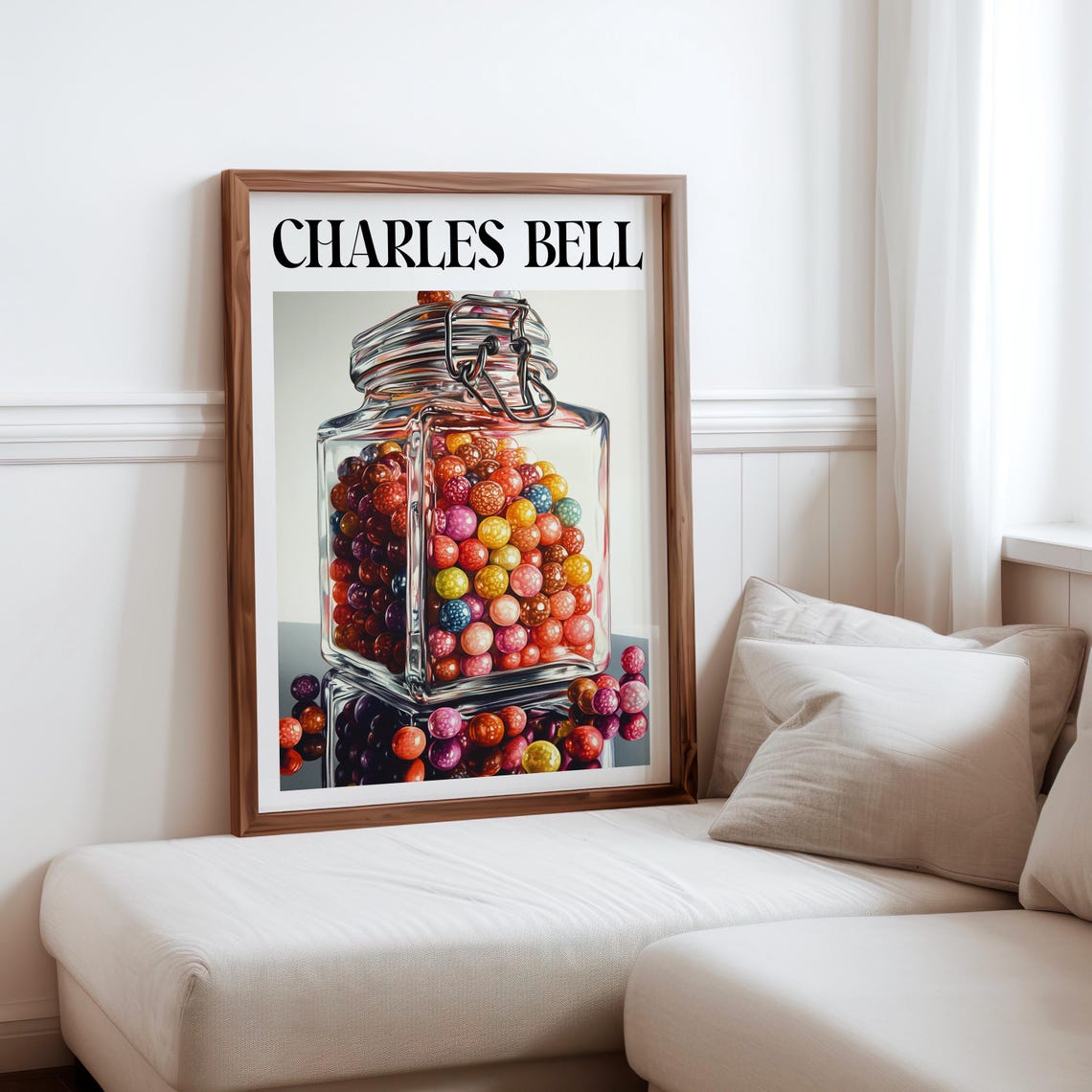 Charles Bell Inspired Glass Jar Candy Colorful Gumballs Pop Art Poster