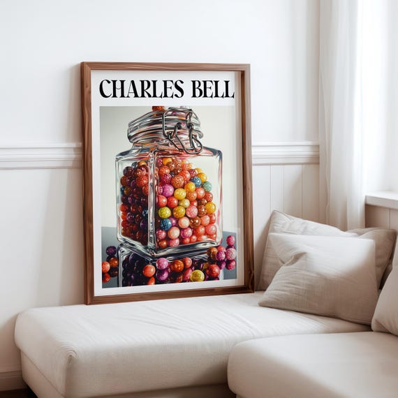 Charles Bell Inspired Photorealism Poster Vintage Gumball Print Colourful Retro Sweetshop Hyper Realistic Candy Machine 1980s