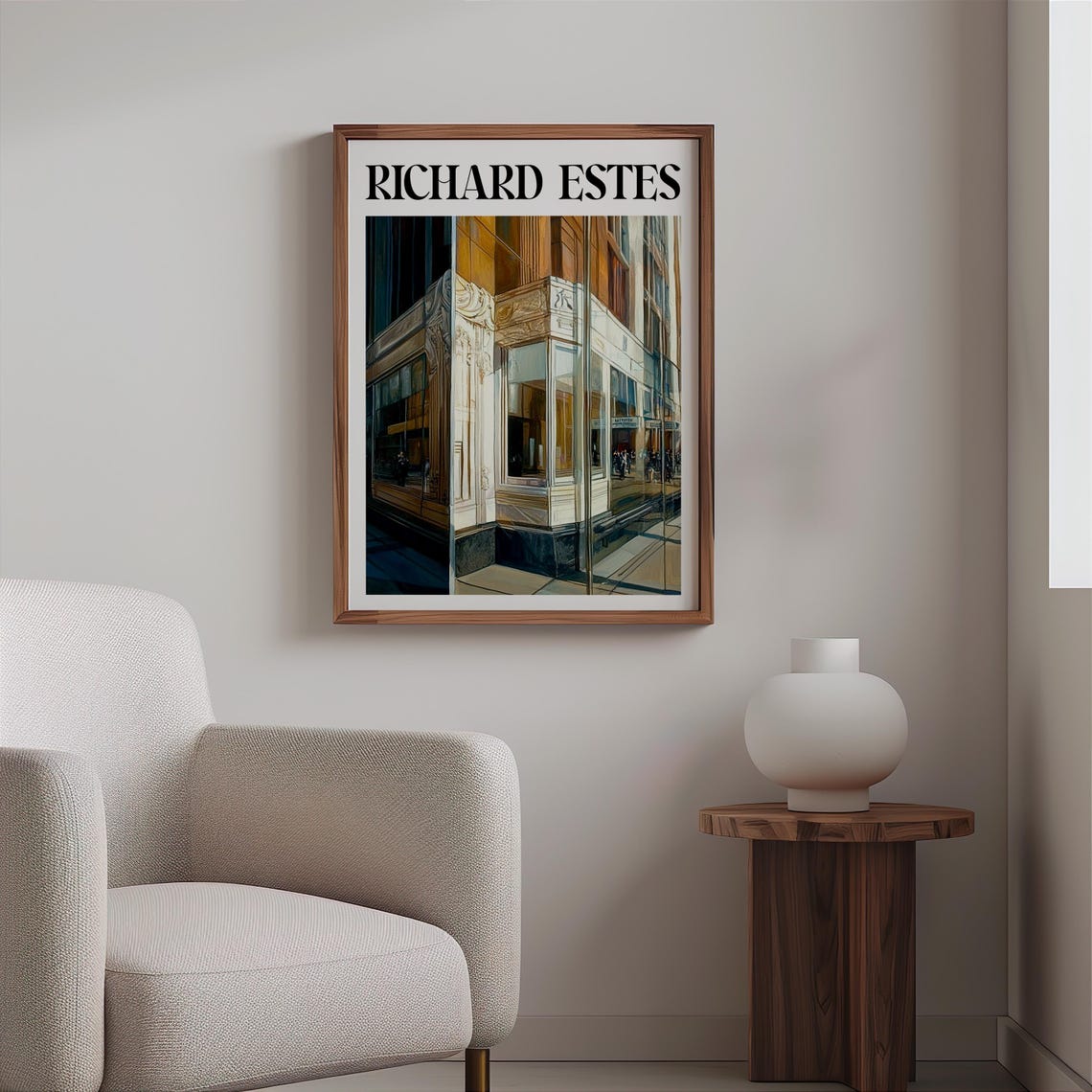 Richard Estes Inspired Ornate Building Glass Reflection Print - Image 2