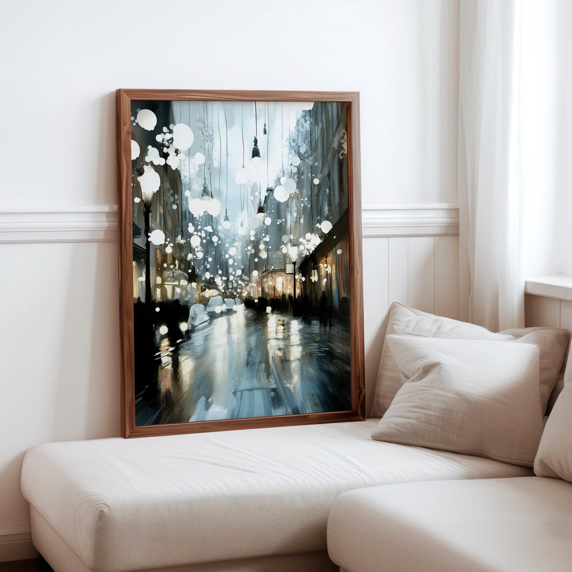 Gerhard Richter Inspired Photorealism Poster Photorealistic Cityscape Art Poster Rain Soaked Evening Photorealistic Urban Art Print