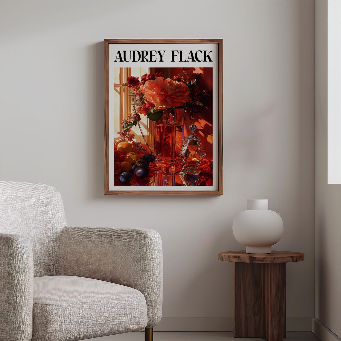 Audrey Flack Peony Vase Crystal Perfume Plums Sunlit Still Life Print - Image 2