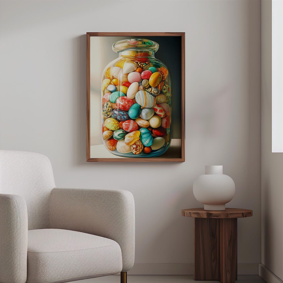 Decorated Patterned Eggs Glass Jar Still Life Photorealism Art Print - Image 2