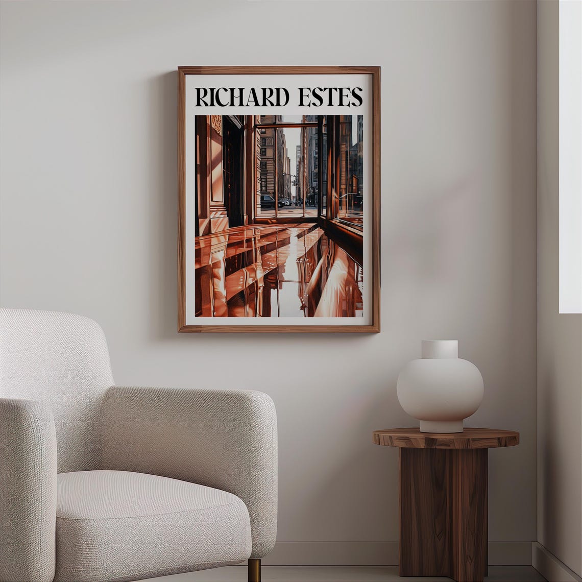 Copper Window Frames Street Mirror Interior Photorealism Urban Poster - Image 2