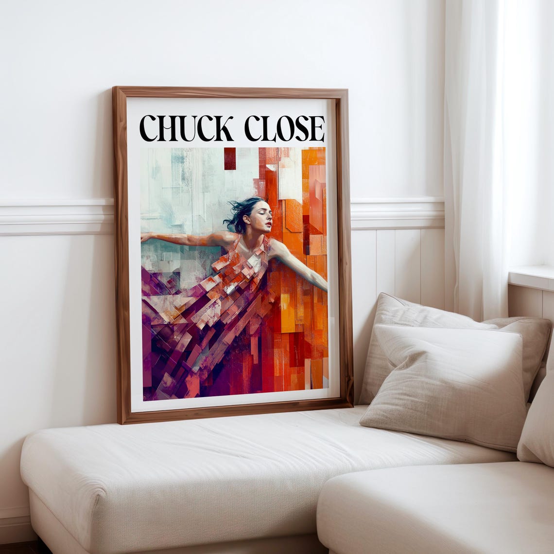 Chuck Close Dancer Geometric Orange Purple Fragmented Art Poster