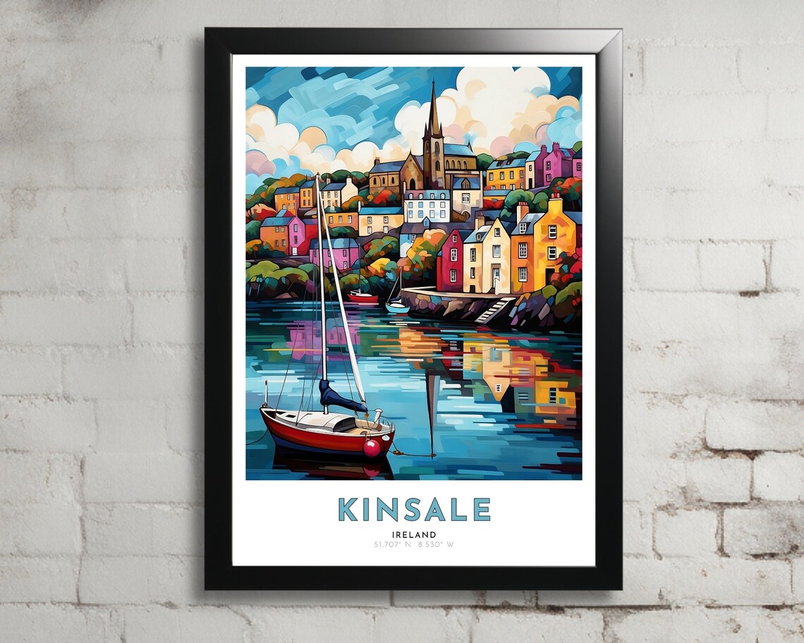Kinsale Ireland Travel Poster Art Nouveau Print Kinsale Wall Art Kinsale Painting Irish Gift Coastal Ireland Print County Cork