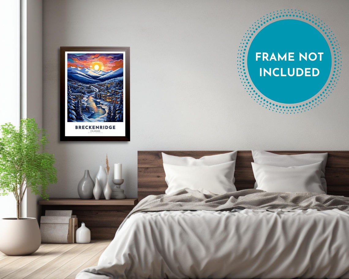 Breckenridge Colorado Snowy Mountain Town Golden Sunset Poster - Image 3