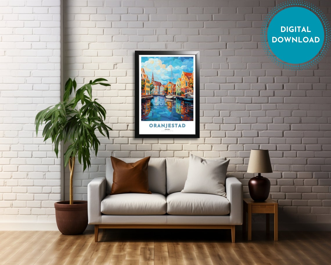 Oranjestad Travel Poster Of Aruba Art Nouveau Gift For Lover Of Oranjestad Aruba Wall Art Decor Of Caribbean Painting - Image 4