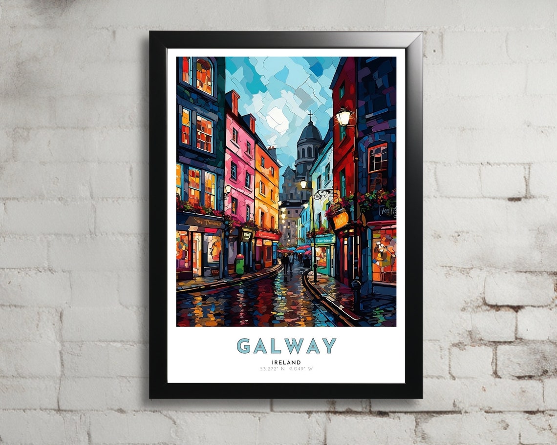 Galway Travel Poster Of Ireland Art Nouveau Gift For Lovers Of Galway Ireland Wall Art Decor Of Galway Painting