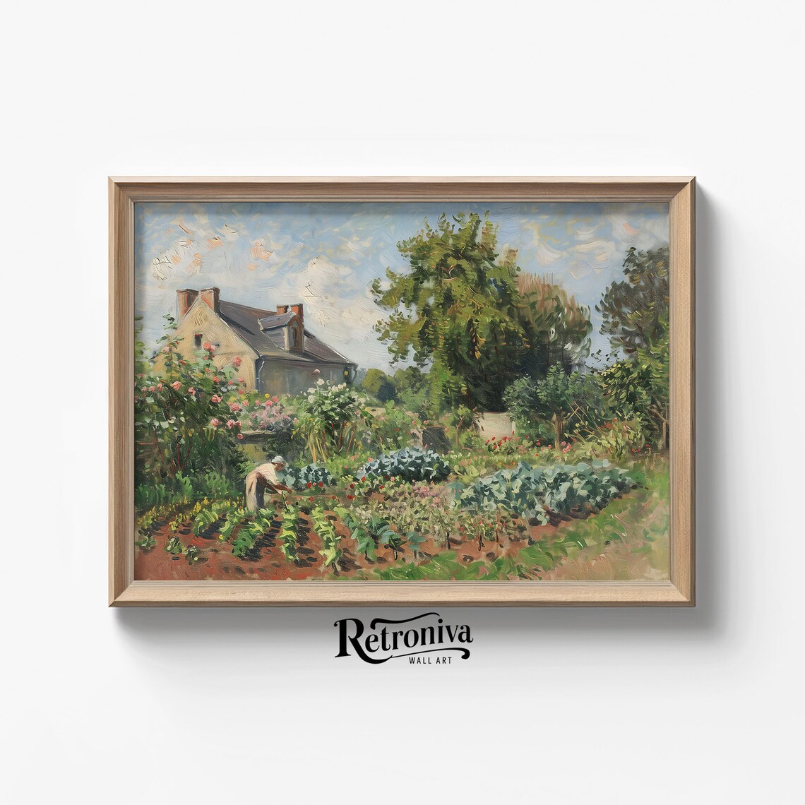 Countryside Landscape Vintage Summer Garden Oil Painting Cottage Art Print Farmhouse Wall Decor Retroniva Art Sum 018