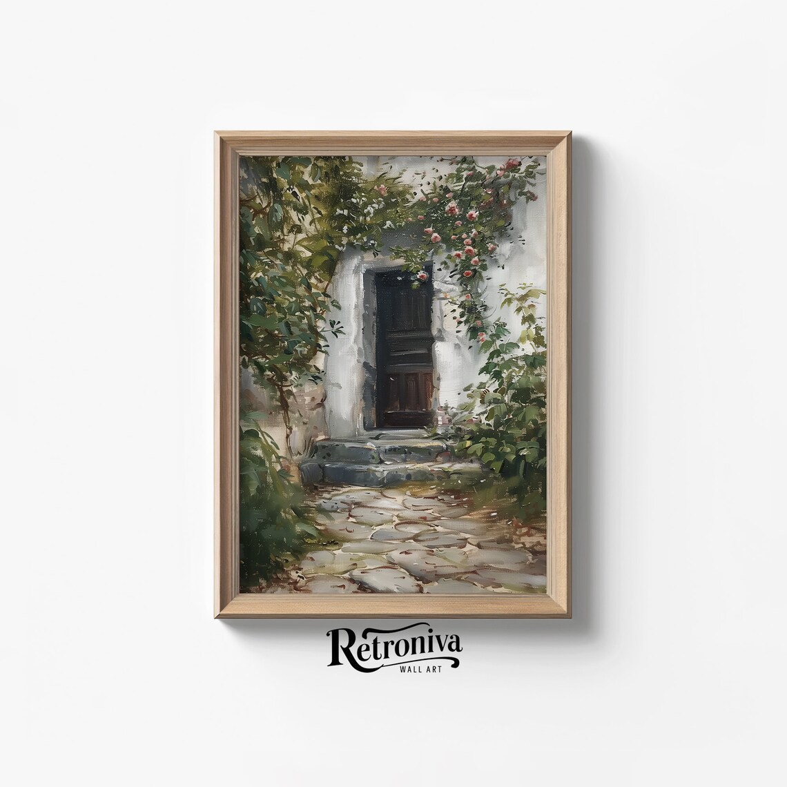 Farmhouse Doorstep Vintage Cottage Painting, Art Print