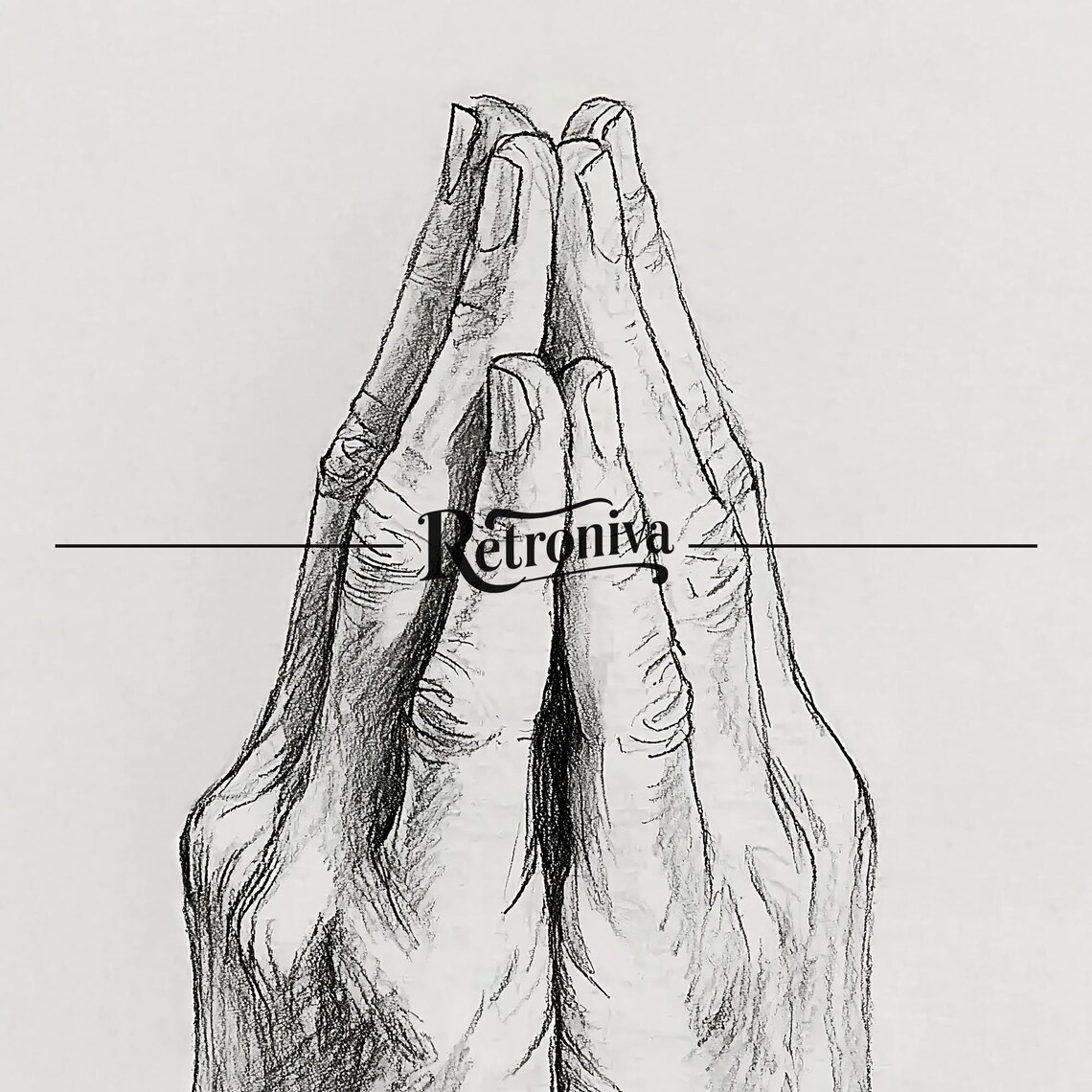 Praying Hands Sketch Drawing, Minimalist Religious Art Print - Image 7