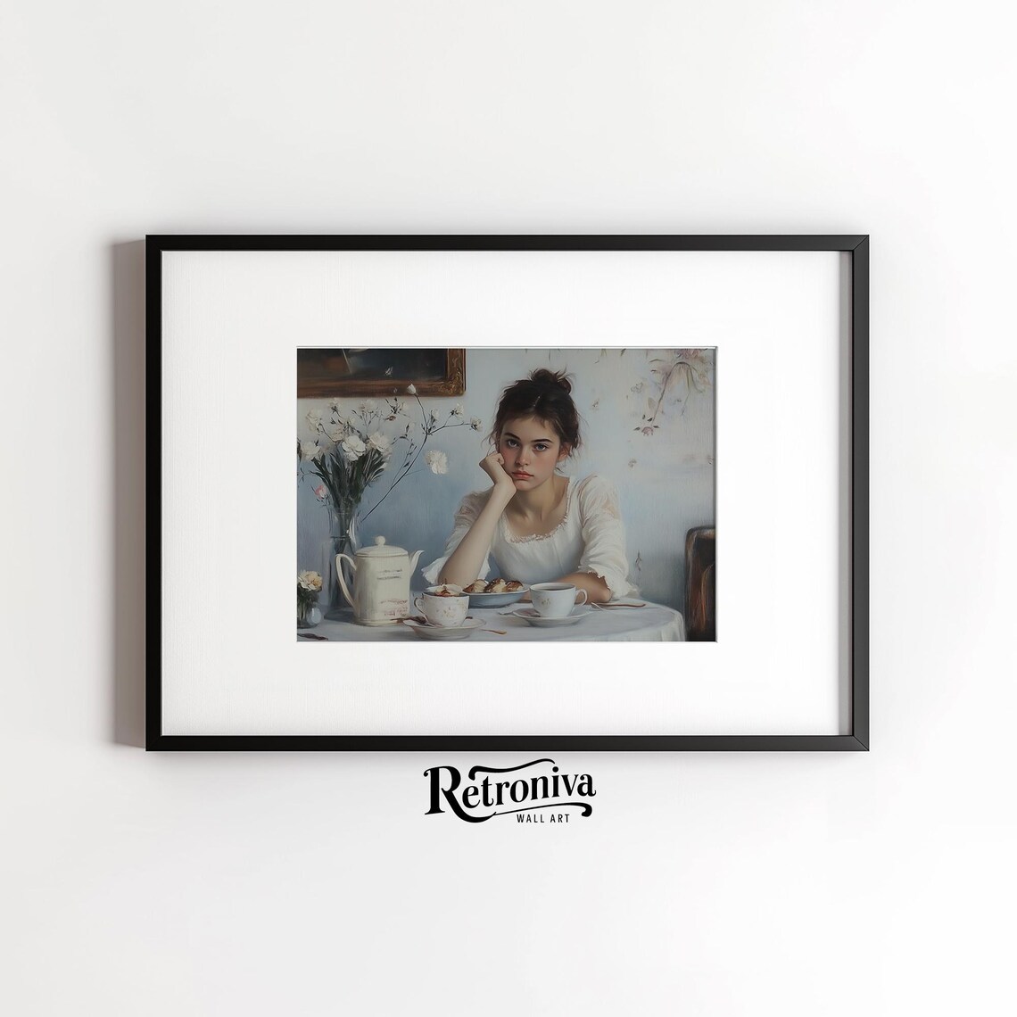 Bored Girl In Breakfast Vintage Victorian Portrait Art Print - Image 6