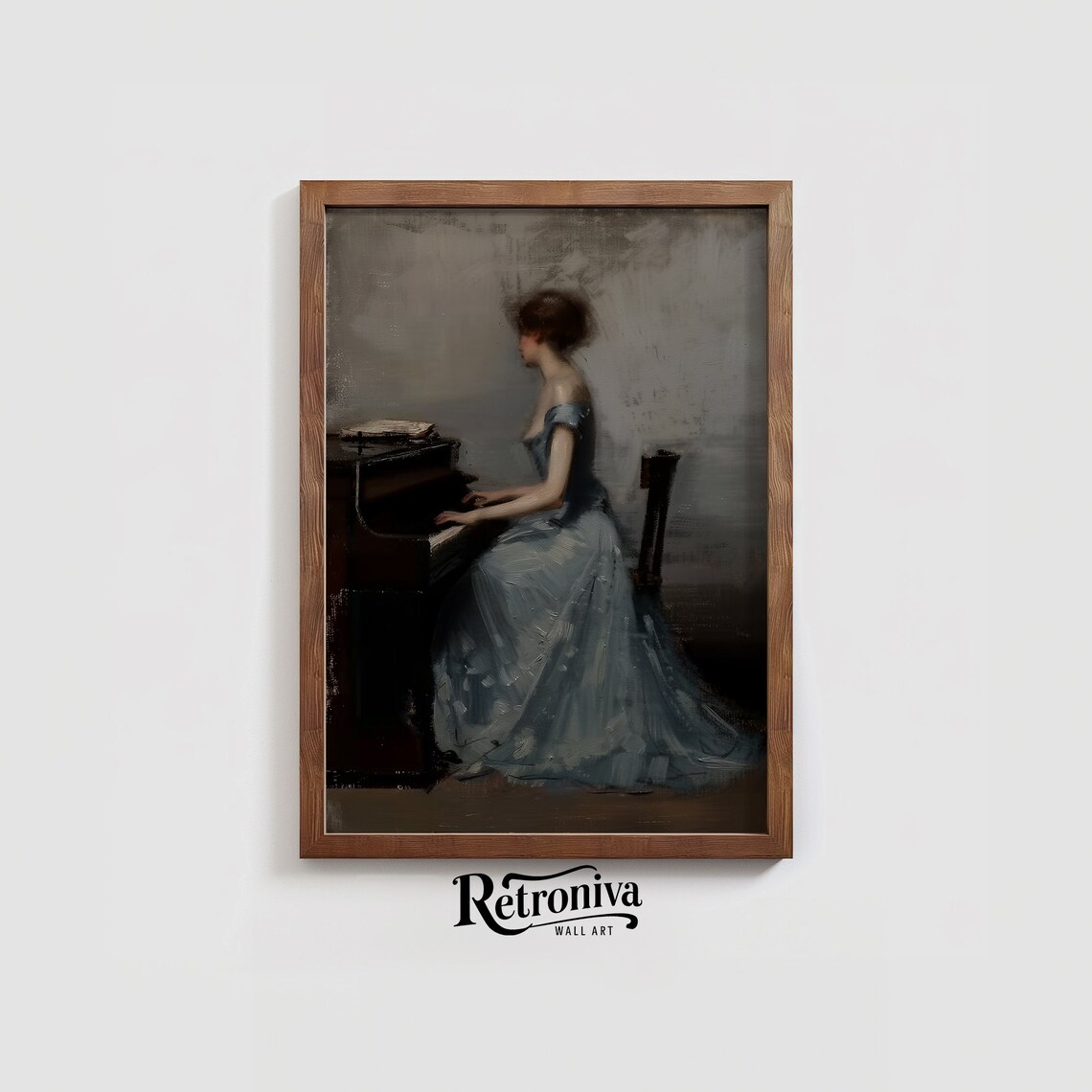Antique Piano Playing Woman Portrait Art Print - Image 2