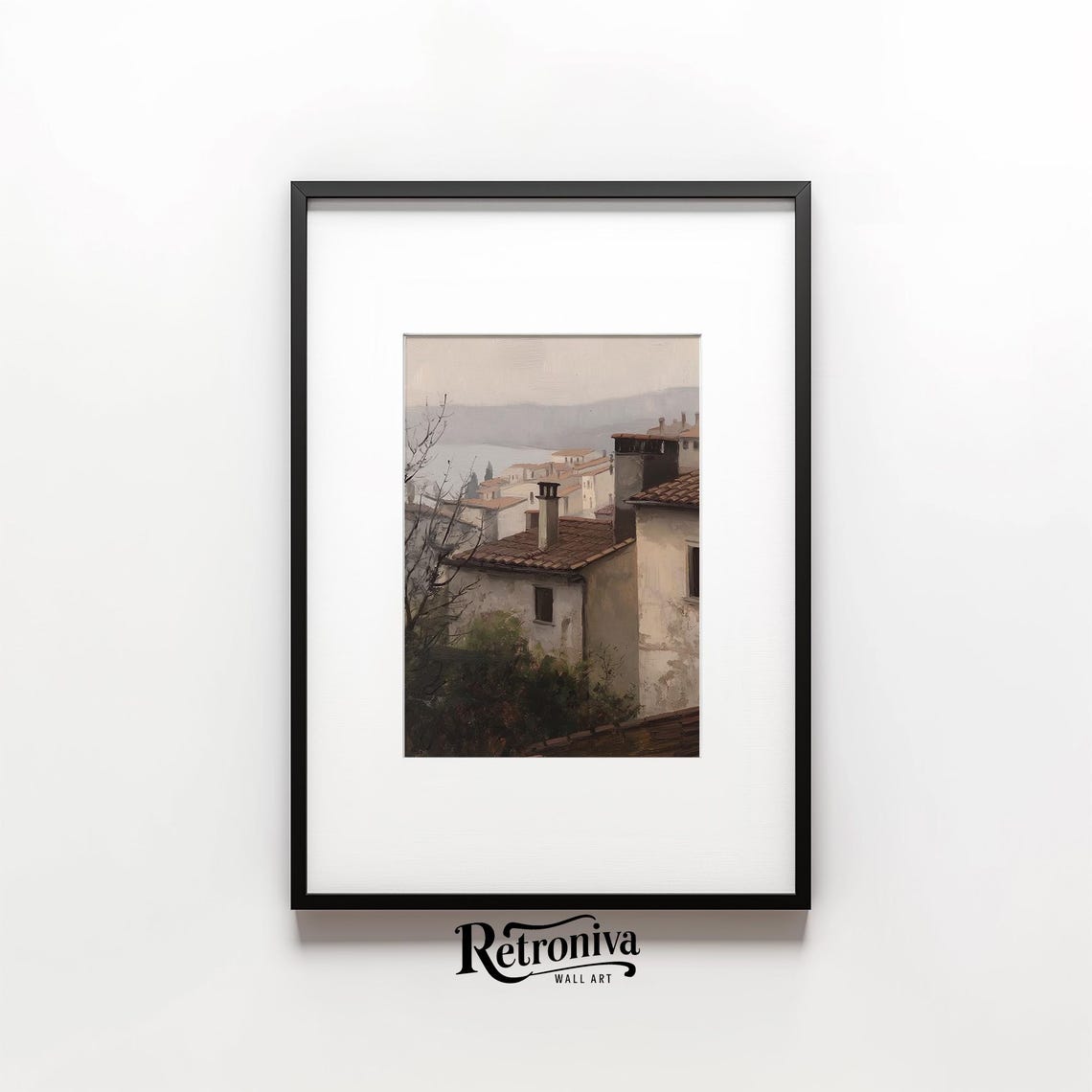 Mediterranean Coastal Town Rooftops Terracotta Vintage Village Poster - Image 6