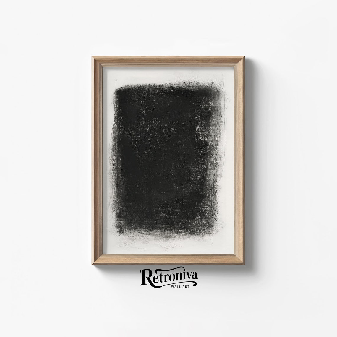 Abstract Charcoal Scribble Minimalist Black Square Modern Art Poster