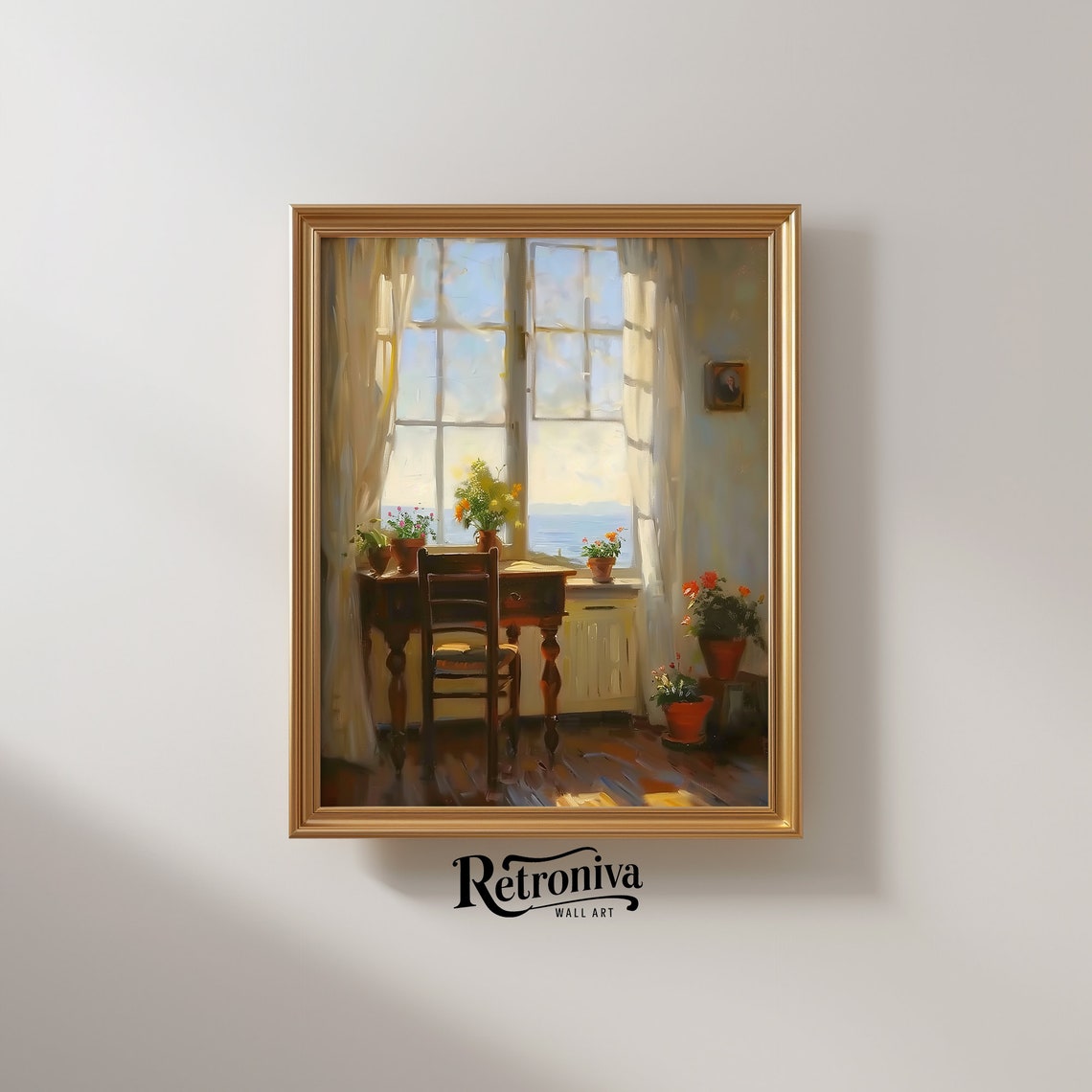 Sunlit Coastal Interior With Window View Over The Sea Poster - Image 2