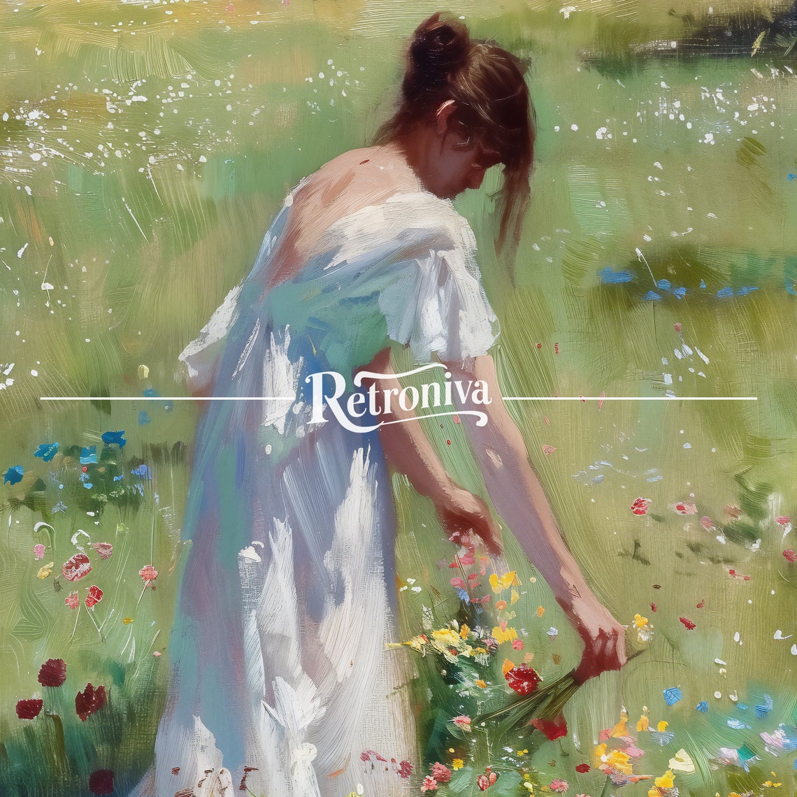 Woodland Spring Meadow Vintage Wall Art Wildflower Field Country Painting Cottagecore Oil Painting Retroniva Art Spg 010 - Image 7