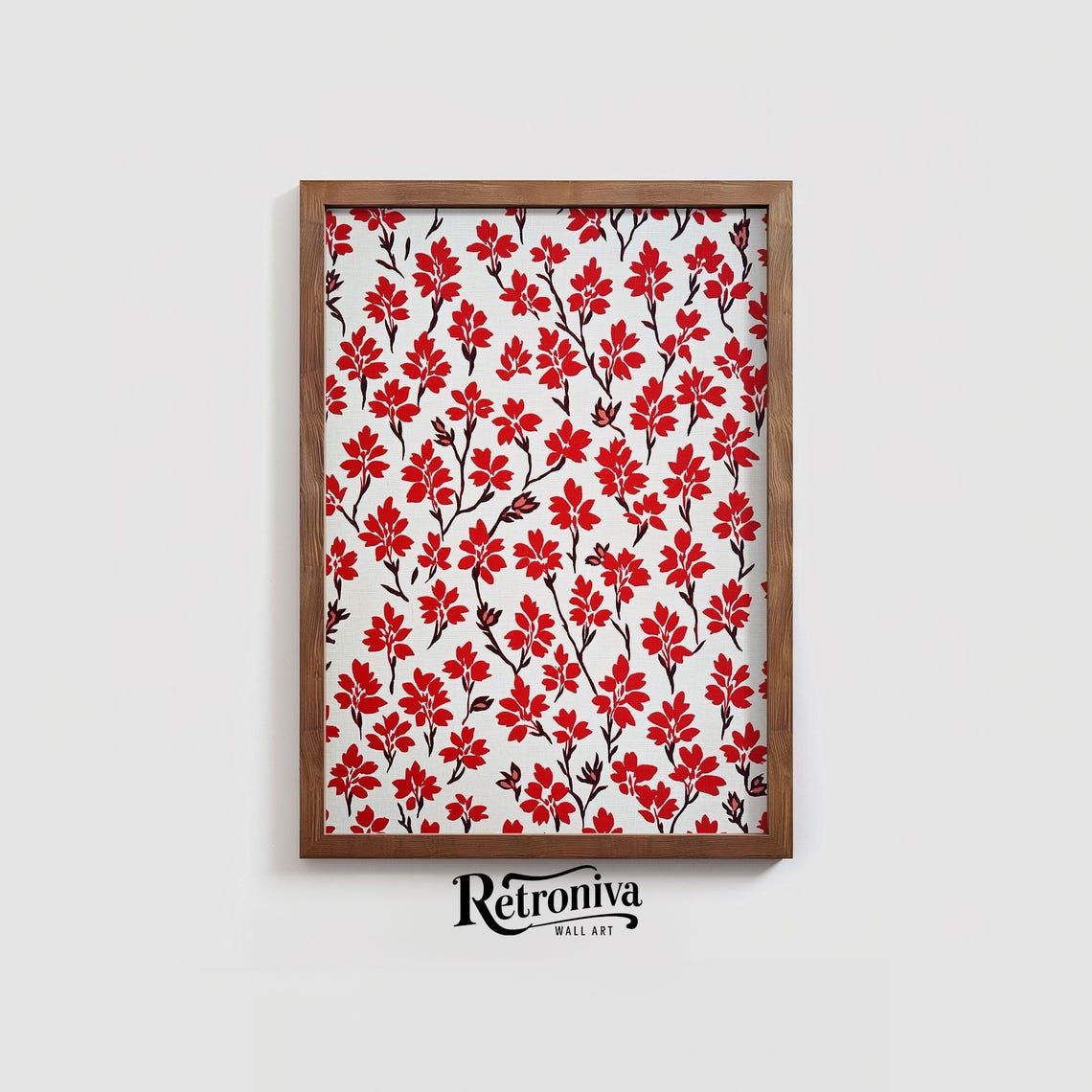 Minimalist Red Floral Pattern On White Vintage Botanical Poster - Image 3