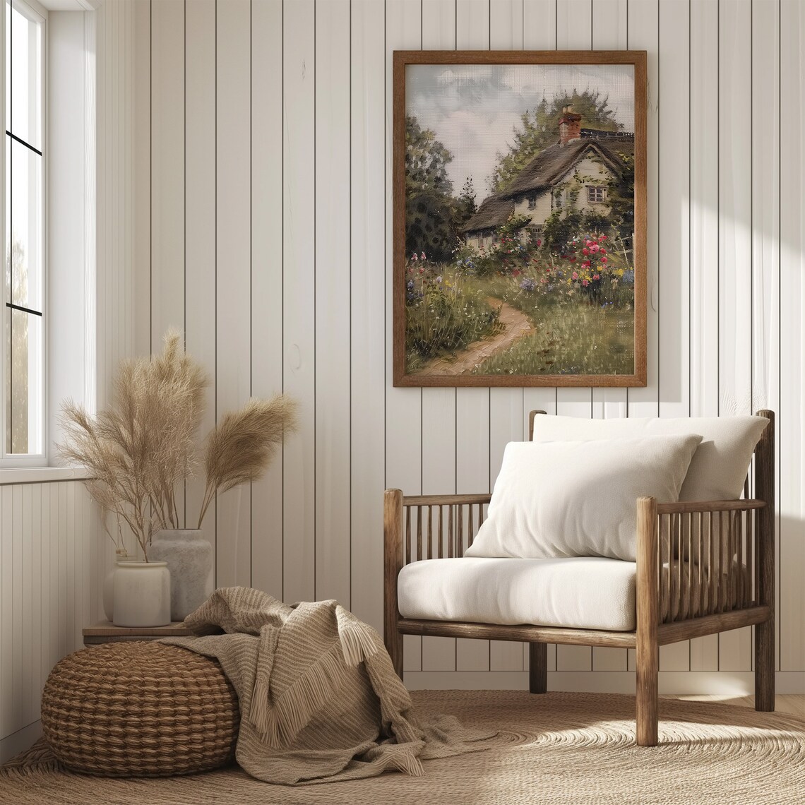 Vintage Cottage Summer Country Landscape Art Print - Image 2