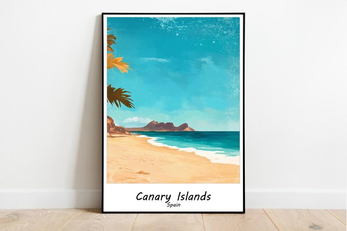 Canary Islands Spain Palm Beach Vintage Island Travel Poster - Image 3