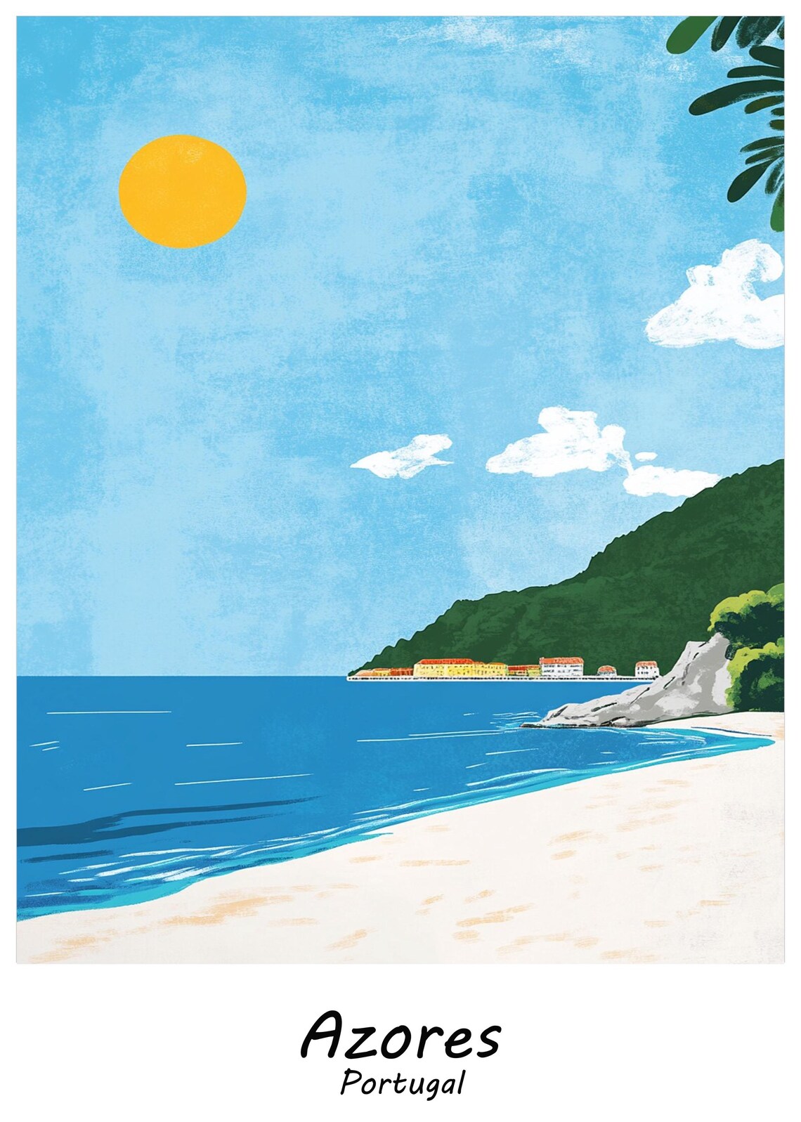 Azores Portugal Green Coastal Hills Atlantic View Travel Poster - Image 4