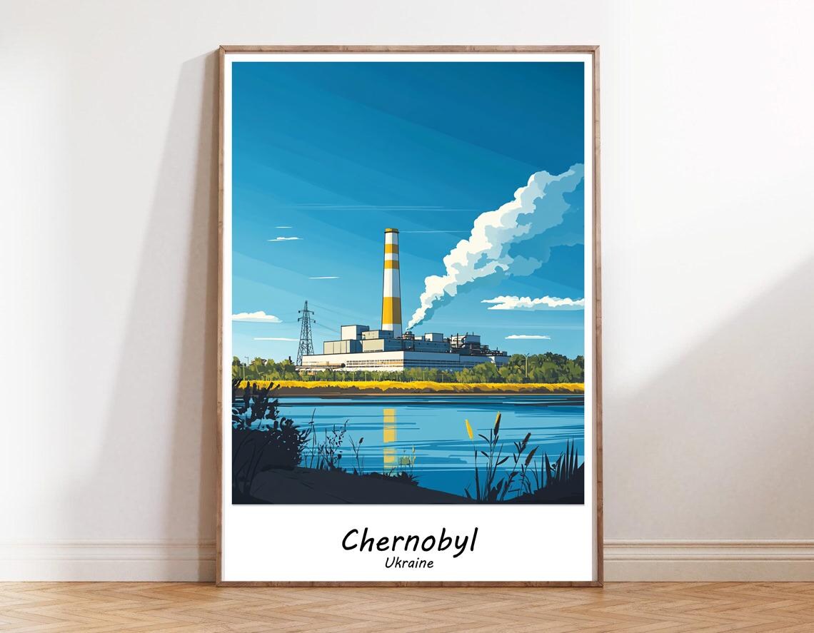 Bold Chernobyl Ukraine Power Plant Daytime Skyline Travel Poster - Image 2
