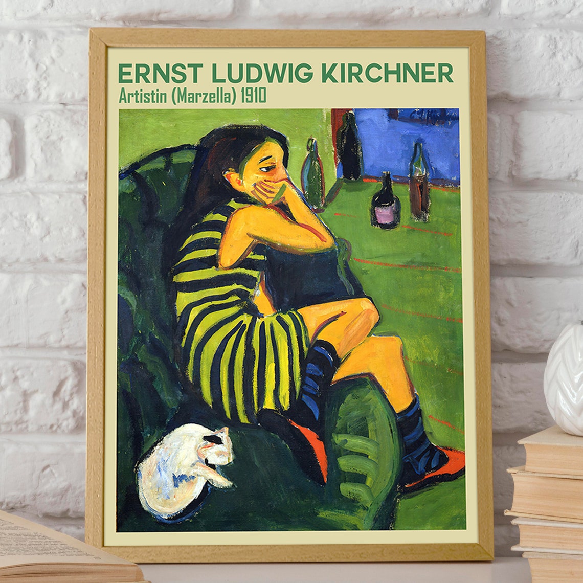 Woman And Cat Painting Marzella 1910 Painting By Ernst Ludwig Kirchner Add A Touch Of Playful Charm To Your Home Art Lovers Painting - Image 2