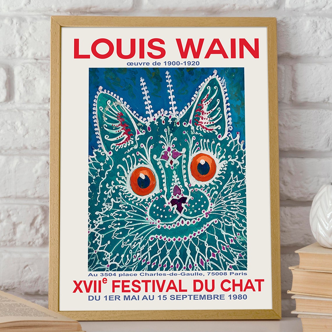 Vintage Louis Wain Cat Poster, 1980 Cat Festival - Image 2