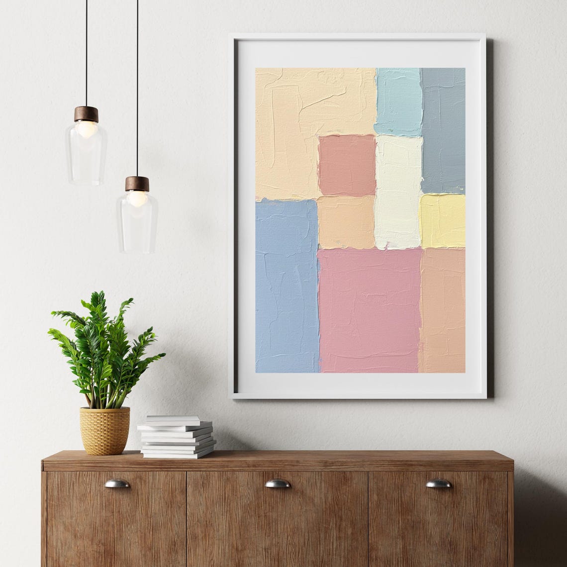 Pastel Geometric Color Blocks Soft Modern Abstract Art Poster - Image 3