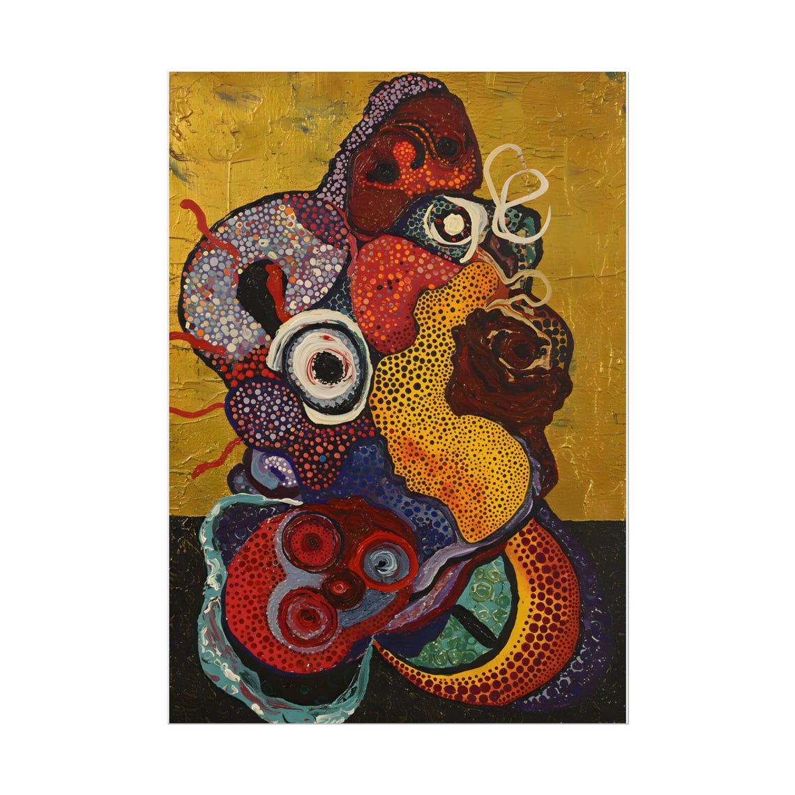 Vibrant Organic Dotted Abstract Shapes On A Gold Background Poster - Image 5